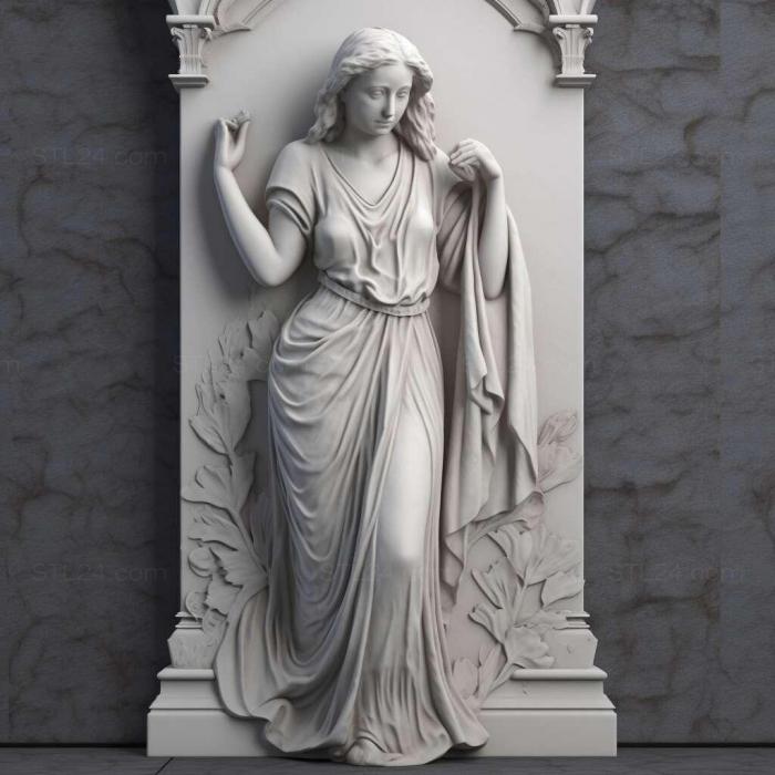 Мраморная статуя девушки в полный рост